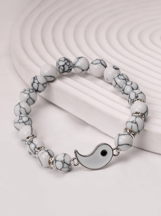 The Veined-Yang Beaded Bracelet - Daisy White