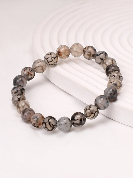 The Veined Beaded Bracelet - Cloud Grey