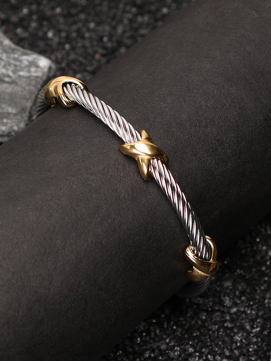 The Cross Cuff Bracelet - Metallic Silver