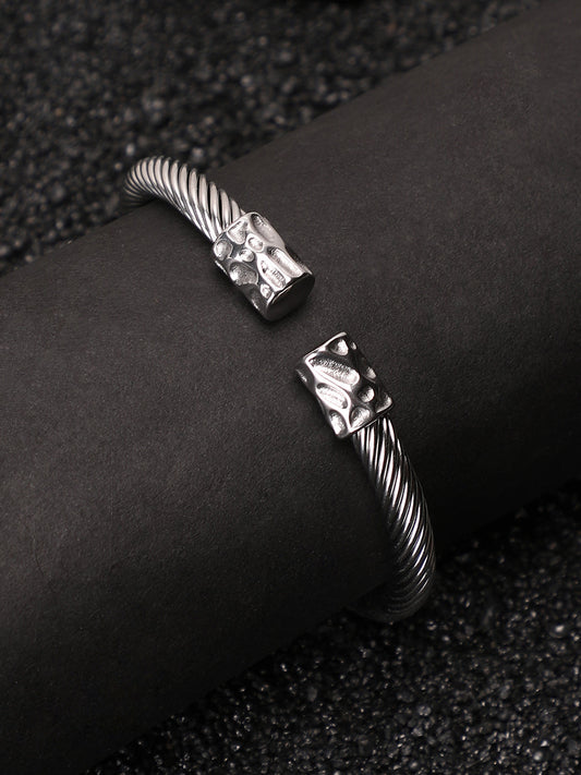 The Hammered Cuff Bracelet - Metallic Silver