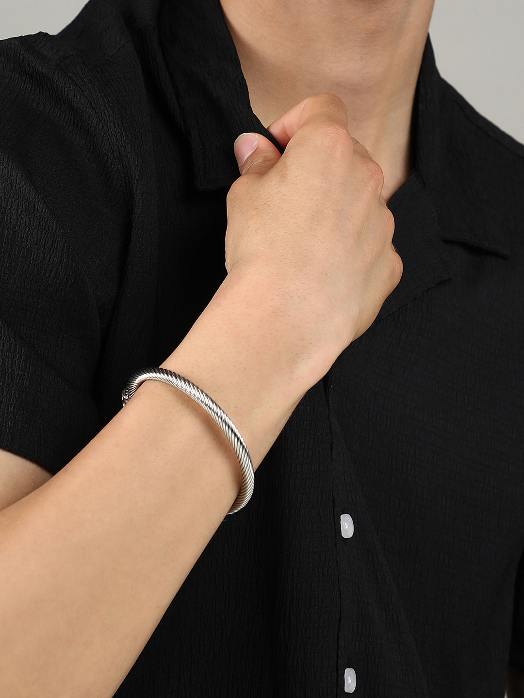 The Hammered Cuff Bracelet - Metallic Silver