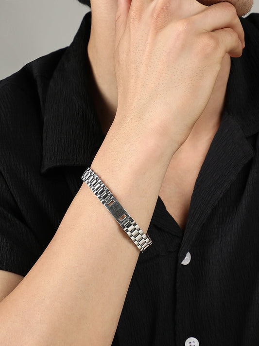 The Slate H-Link Chain Bracelet - Metallic Silver