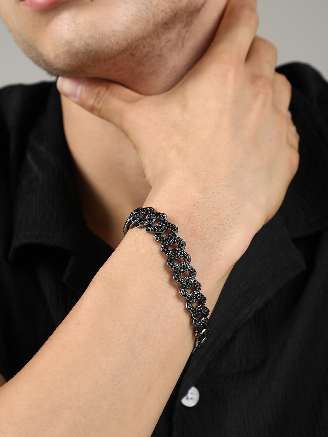 The Bijou-Curb Chain Bracelet - Onyx Black