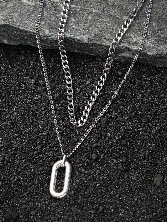 The Ribbed Multi-Layer Necklace - Metallic Silver