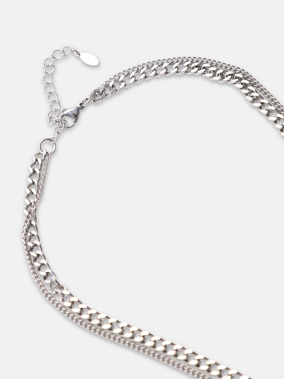 The Ribbed Multi-Layer Necklace - Metallic Silver