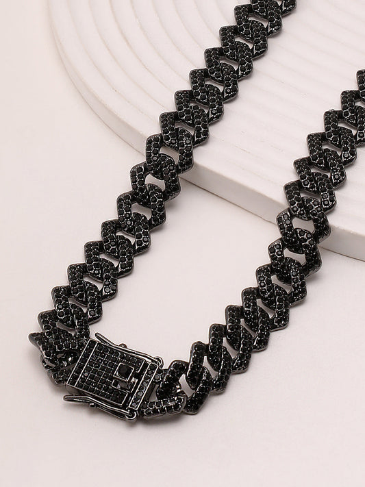 The Bijou-Curb Chain Necklace - Onyx Black