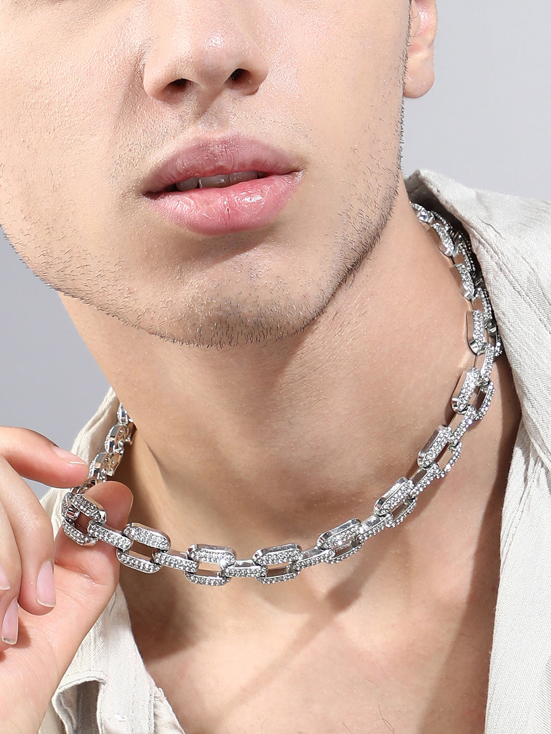The Bijou-Quad Chain Necklace - Metallic Silver