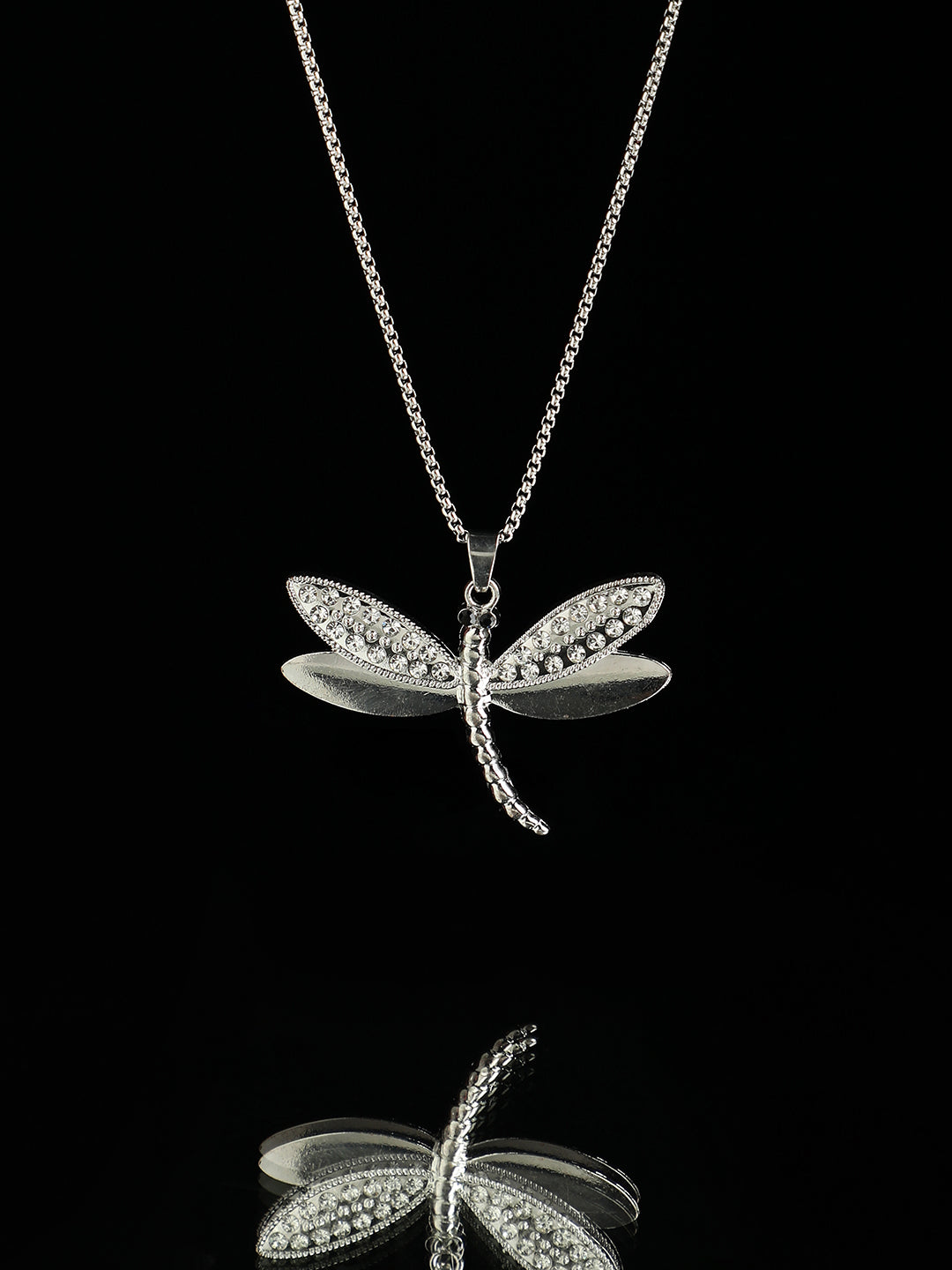 Men's Dragonfly Pendant Necklace - Silver