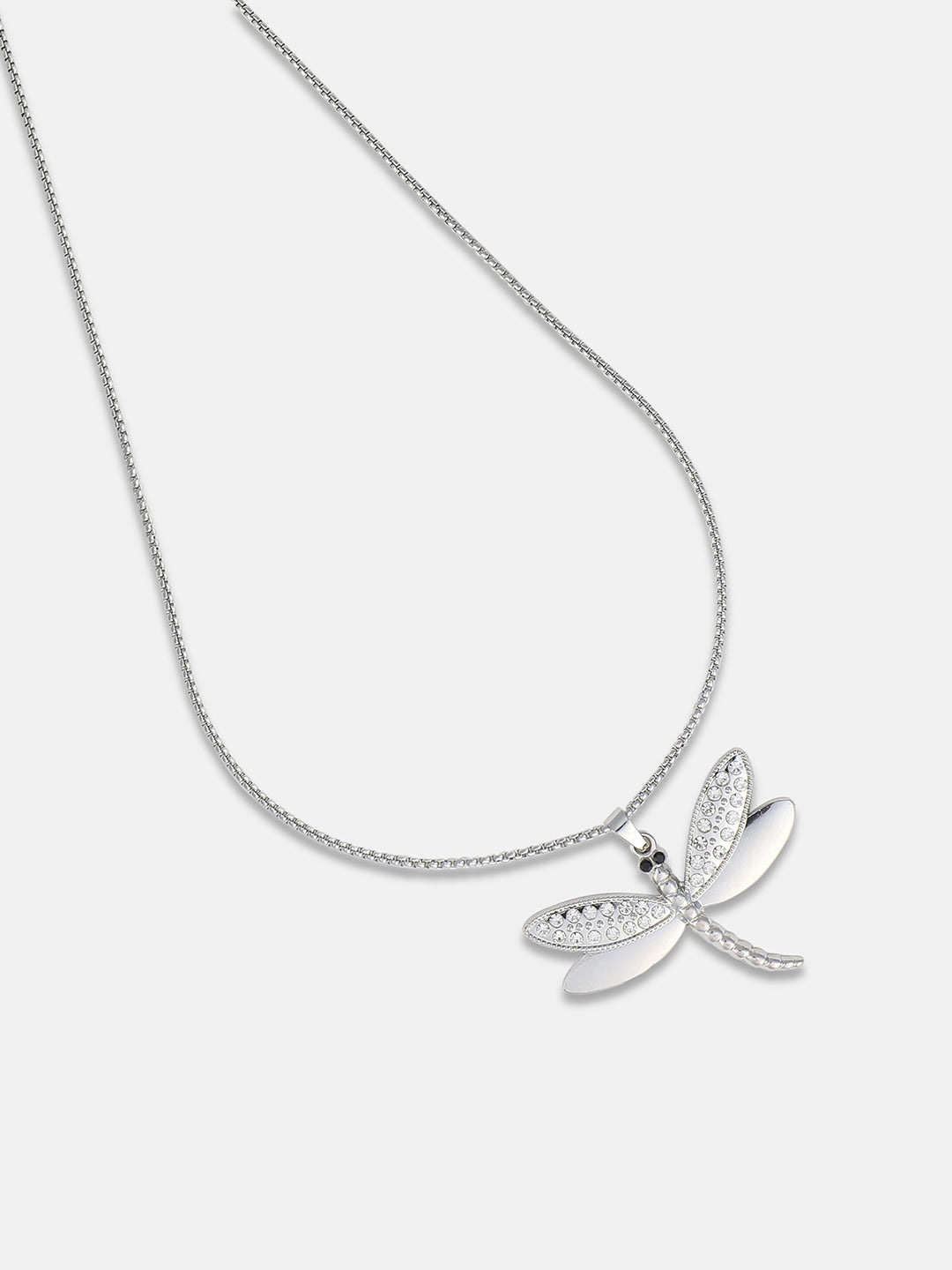 Men's Dragonfly Pendant Necklace - Silver