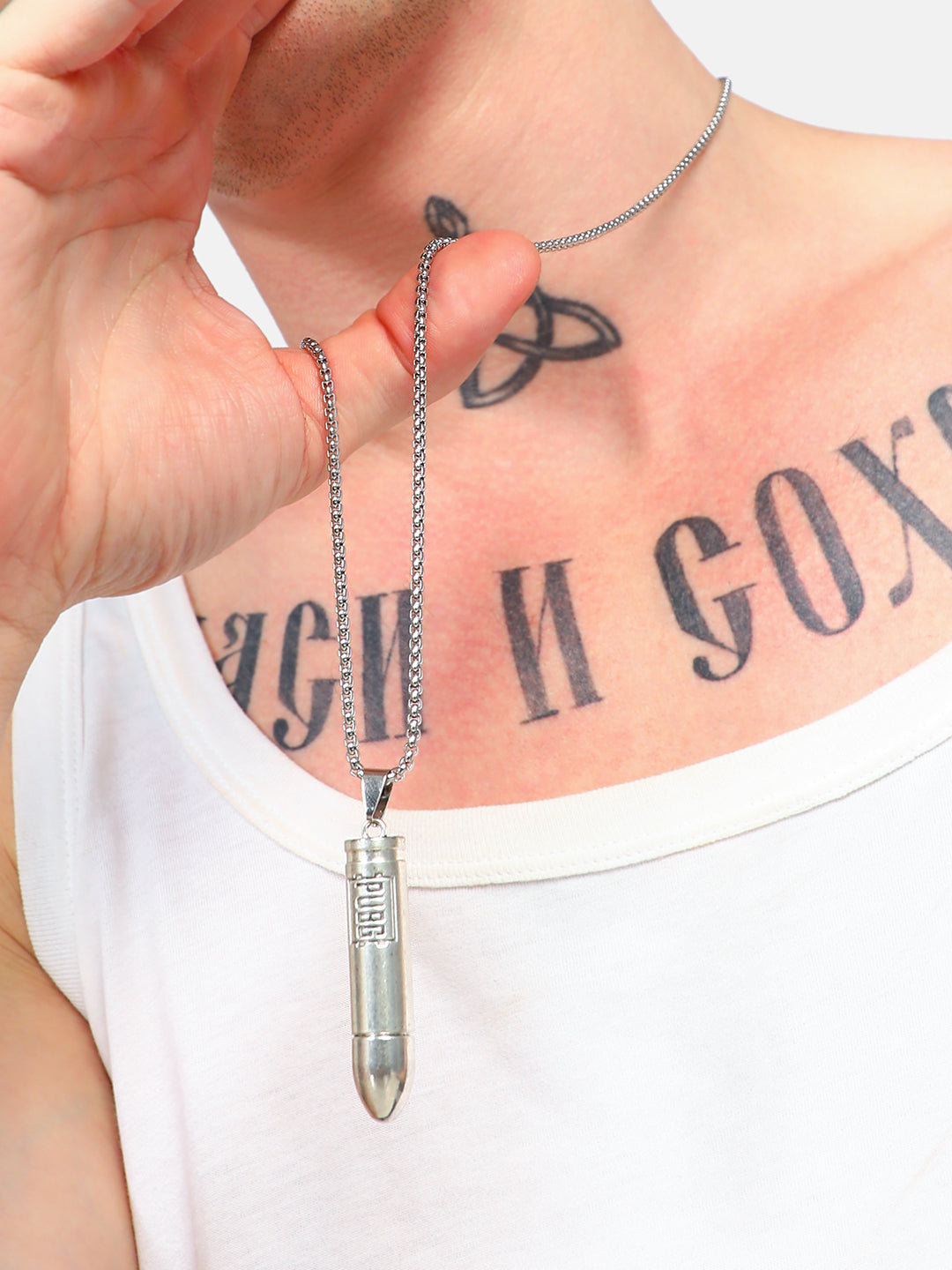 Men's Bullet Pendant Necklace - Silver
