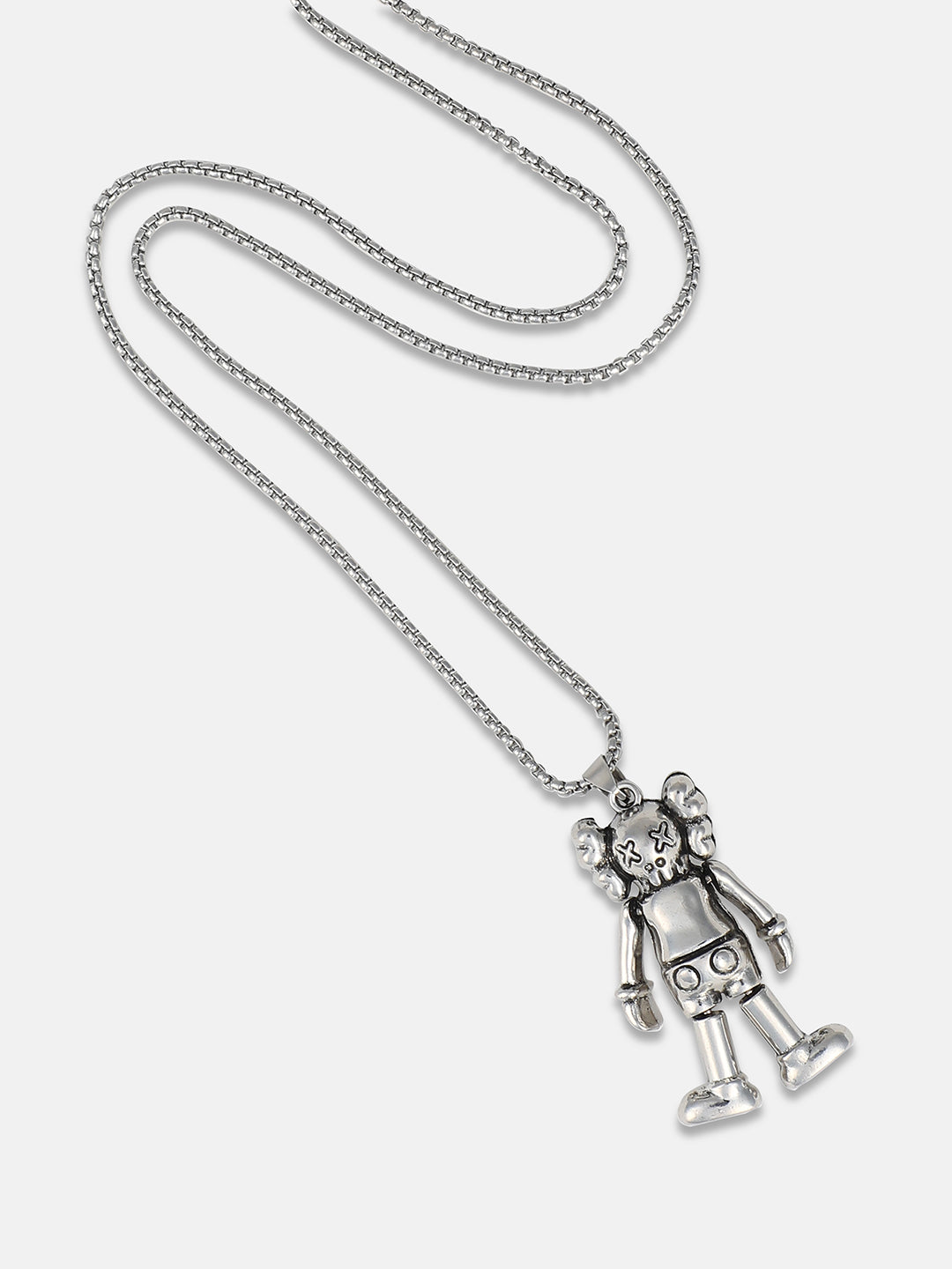 Men's Love Robot Pendant Necklace - Silver