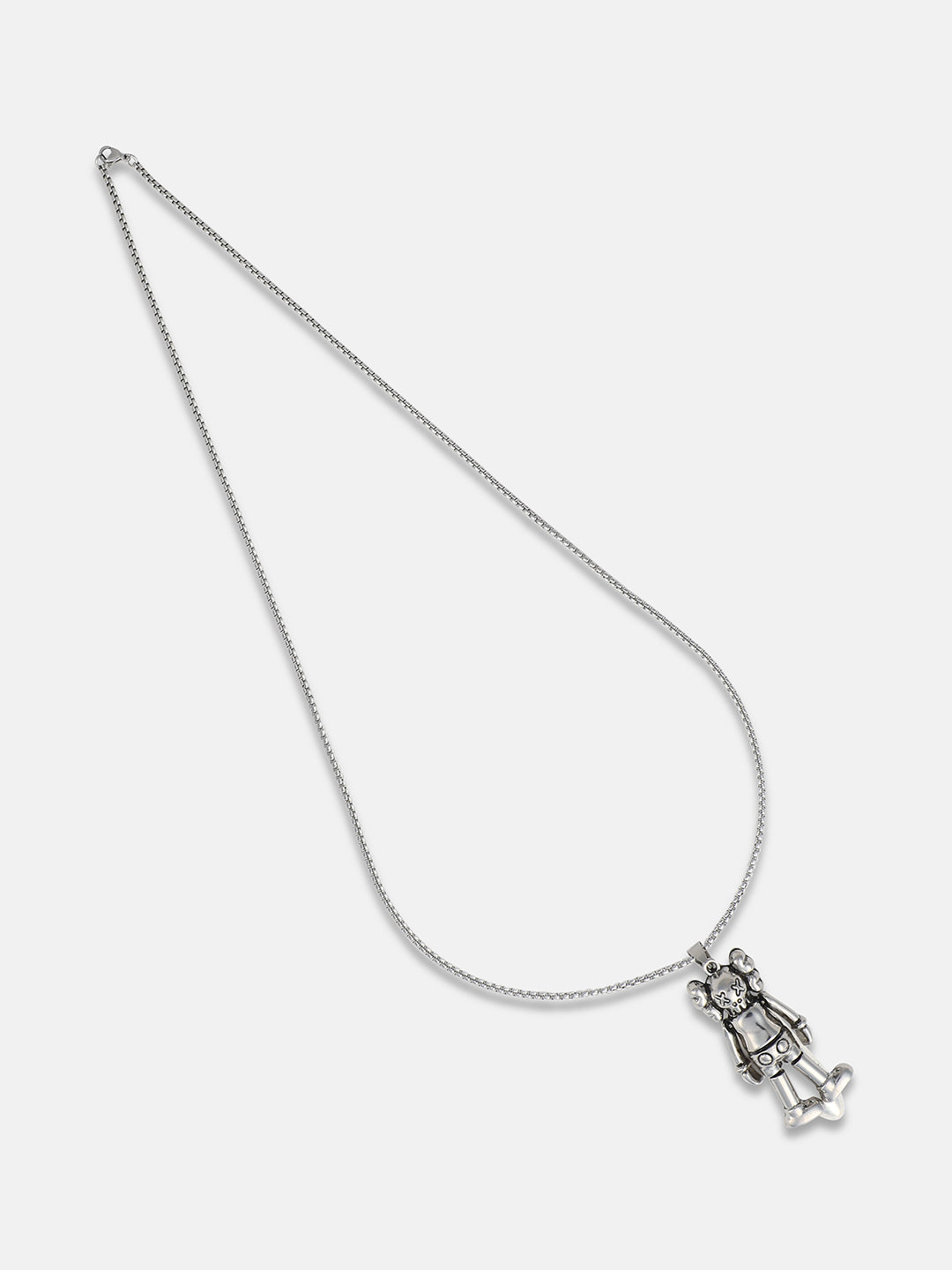 Men's Love Robot Pendant Necklace - Silver