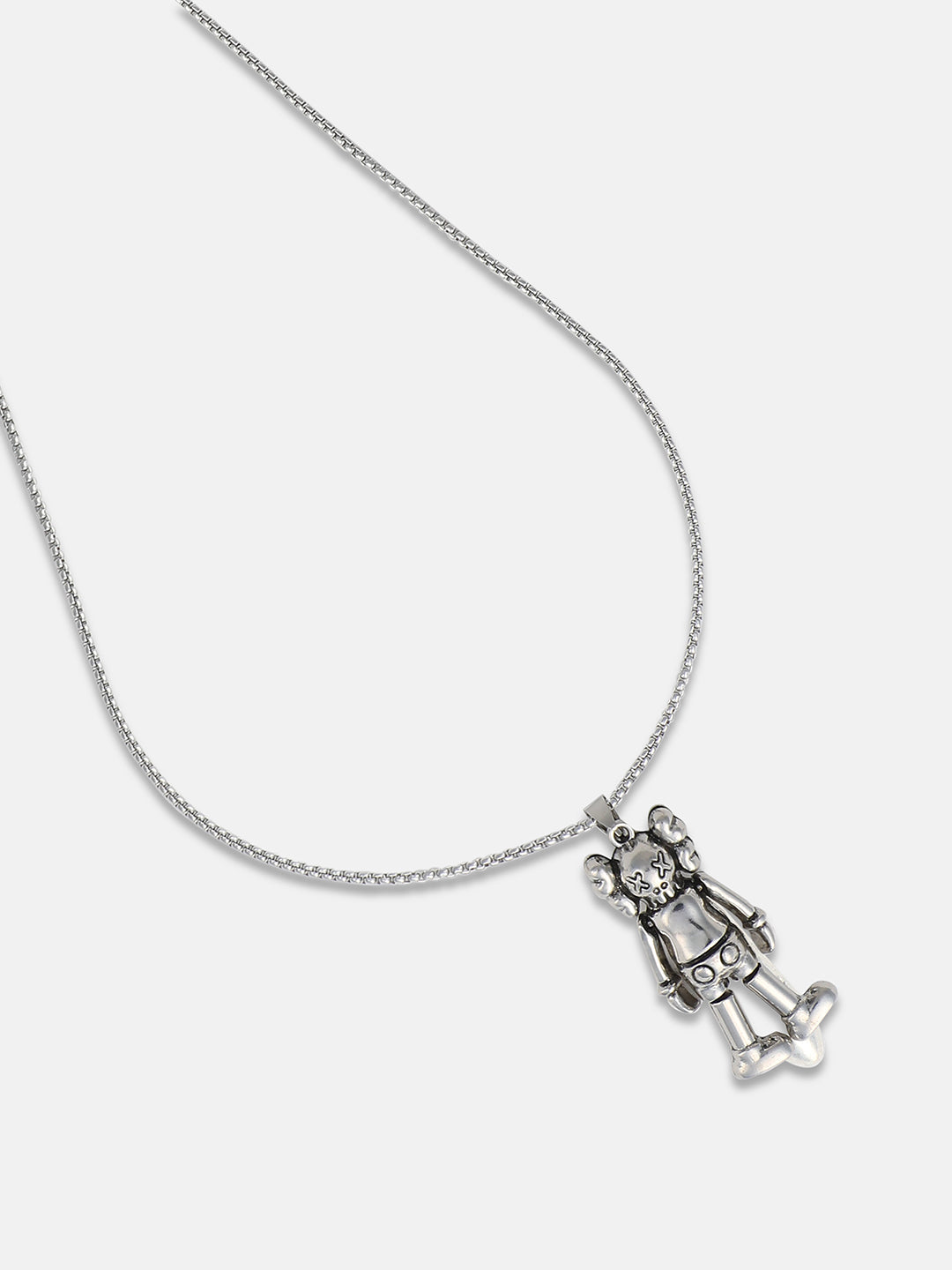Men's Love Robot Pendant Necklace - Silver