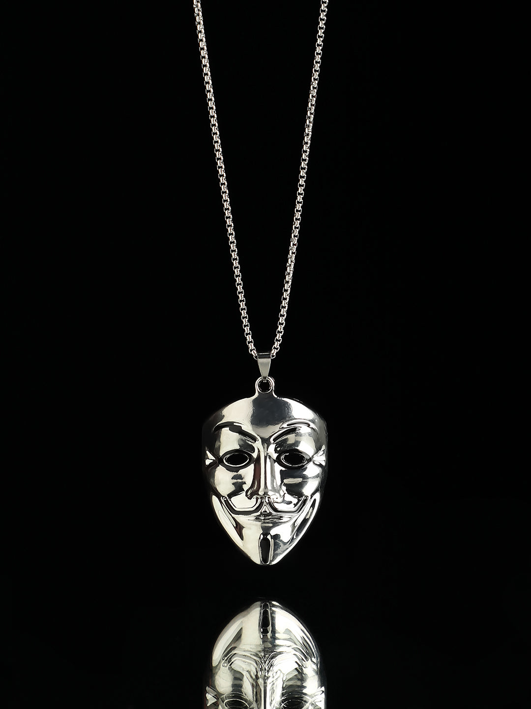 Men's V For Vendetta Pendant Necklace - Silver