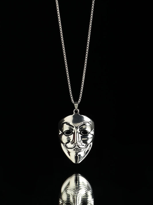 Men's V For Vendetta Pendant Necklace - Silver