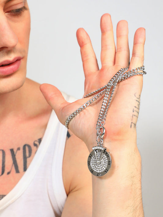 The Time Pendant Necklace - Metallic Silver