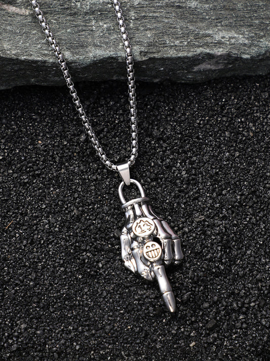 The Skelly Pendant Necklace - Metallic Silver