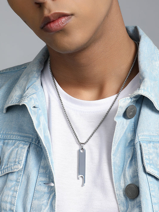 The Blade Pendant Necklace - Metallic Silver