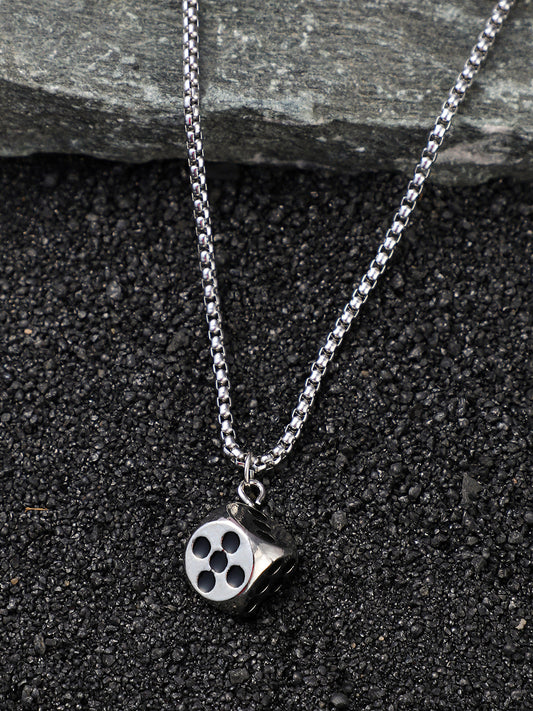 The Dice Pendant Necklace - Metallic Silver