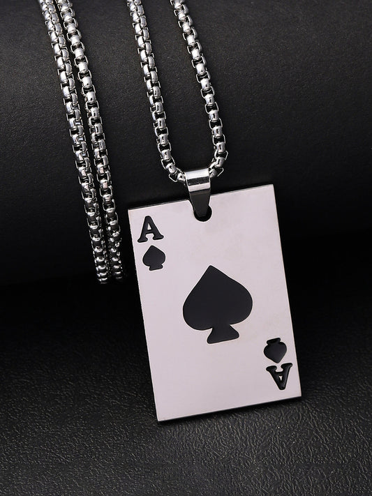 The Ace Pendant Necklace - Metallic Silver