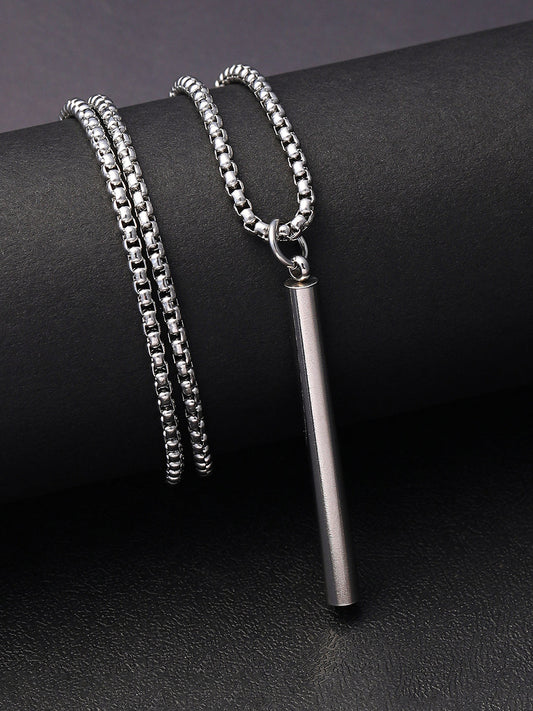 The Rod Pendant Necklace - Metallic Silver