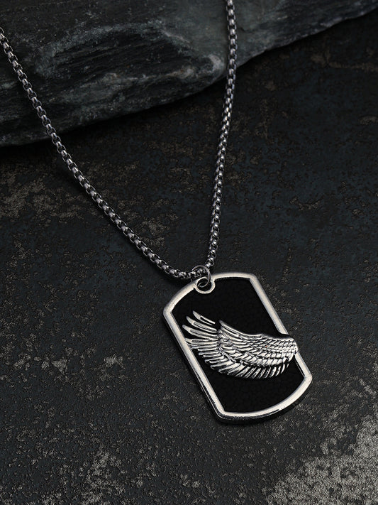 The Winged Pendant Necklace - Metallic Silver