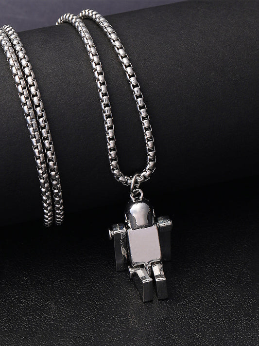 The Robo Pendant Necklace - Metallic Silver