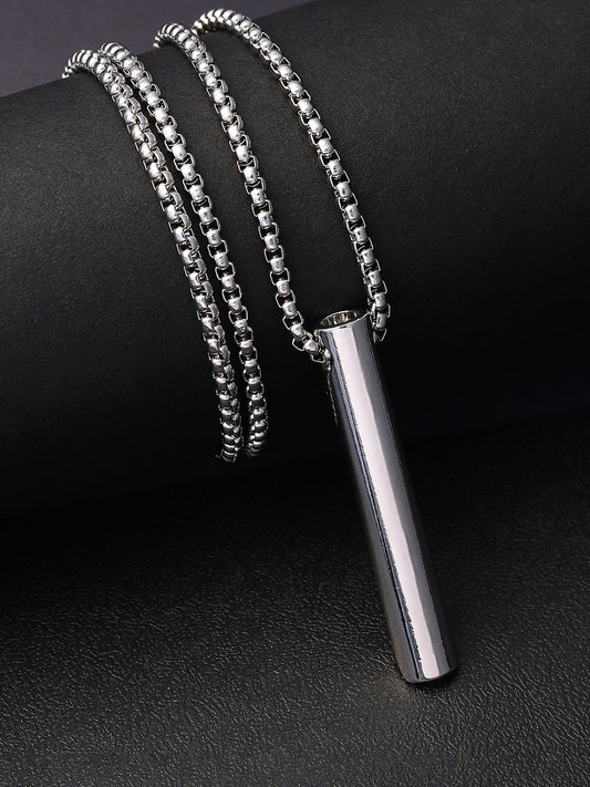 The Pipe Pendant Necklace - Metallic Silver