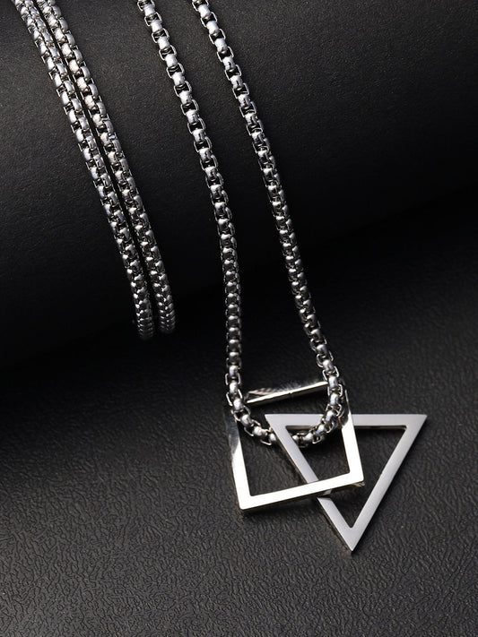 The Quad Pendant Necklace - Metallic Silver
