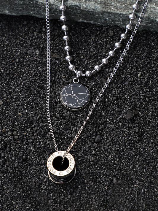 The Spool Pendant Necklace - Metallic Silver