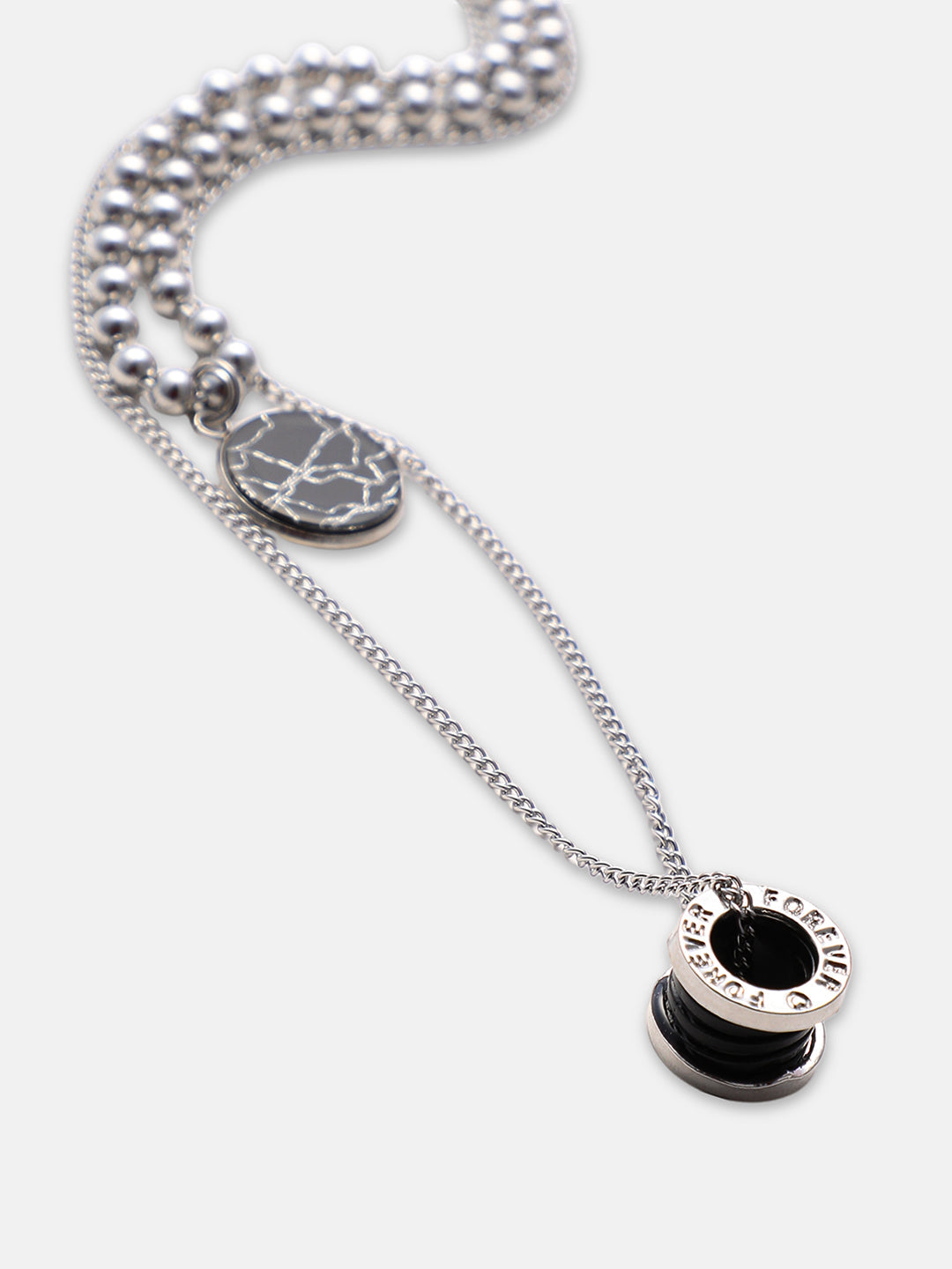 The Spool Pendant Necklace - Metallic Silver