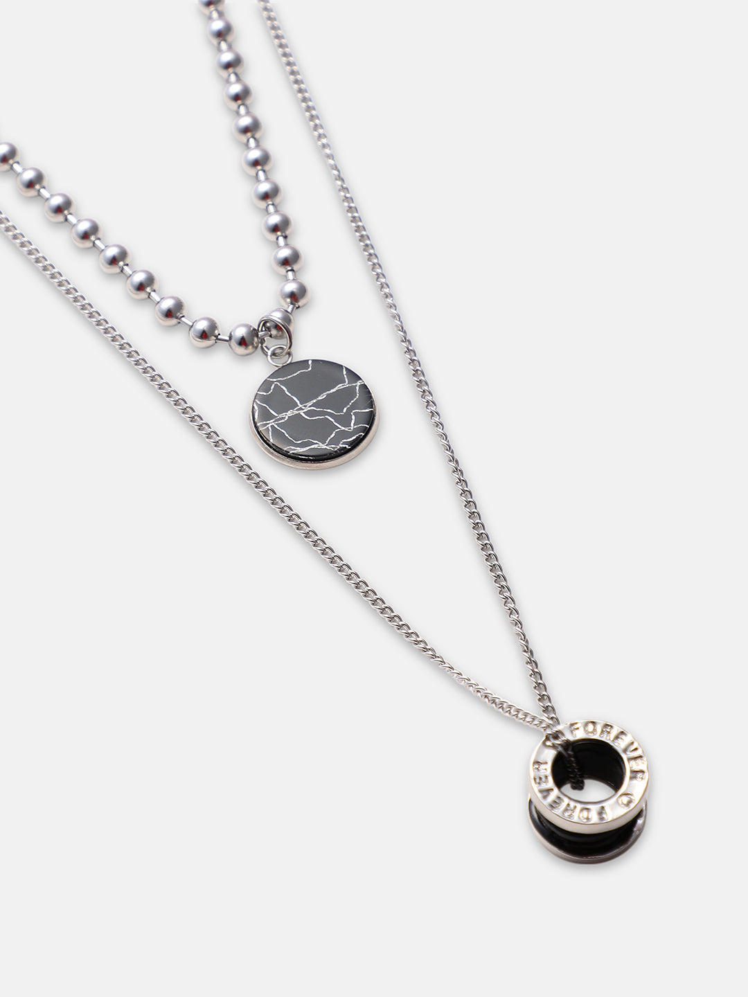 The Spool Pendant Necklace - Metallic Silver
