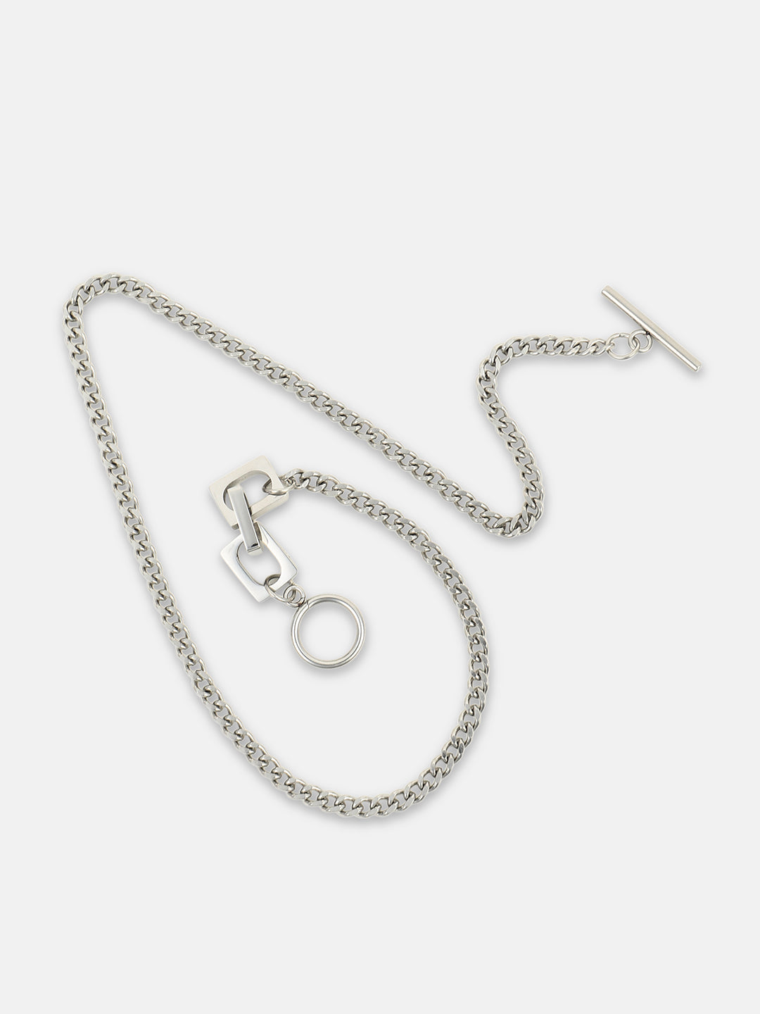 The Zig-Saw Pendant Necklace - Metallic Silver
