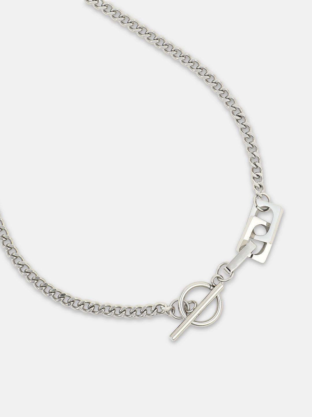 The Zig-Saw Pendant Necklace - Metallic Silver