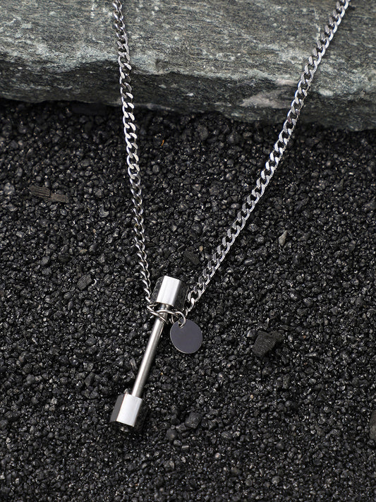 The dumbell Pendant Necklace - Metallic Silver