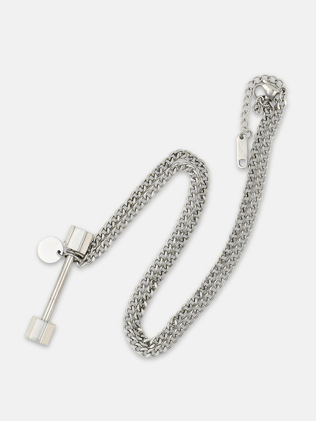 The dumbell Pendant Necklace - Metallic Silver