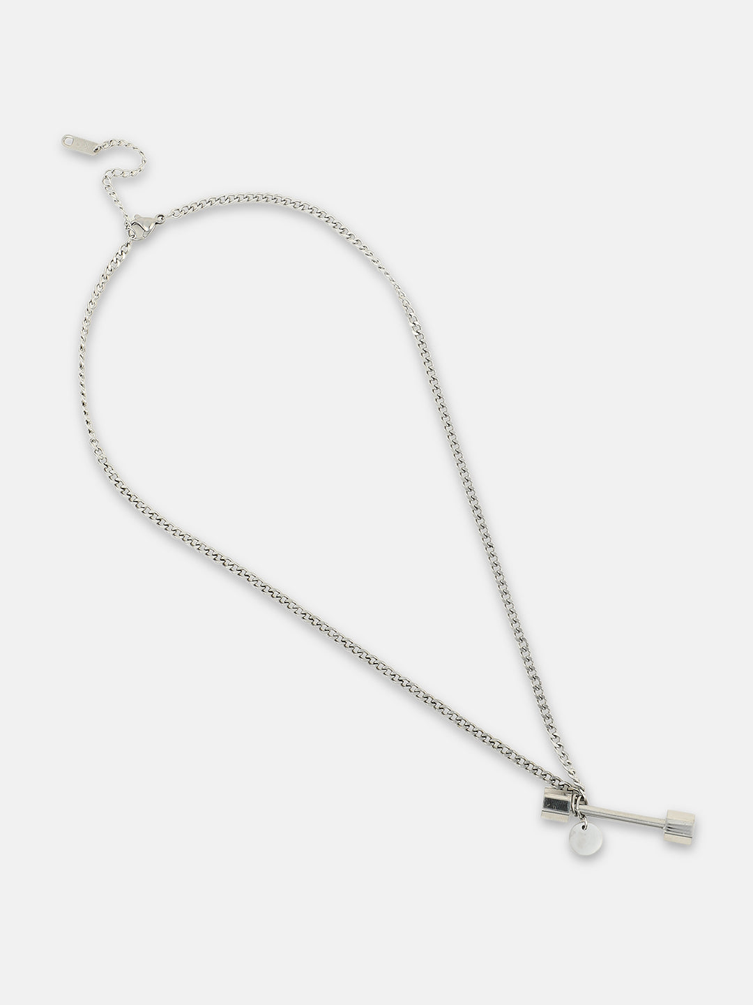 The dumbell Pendant Necklace - Metallic Silver
