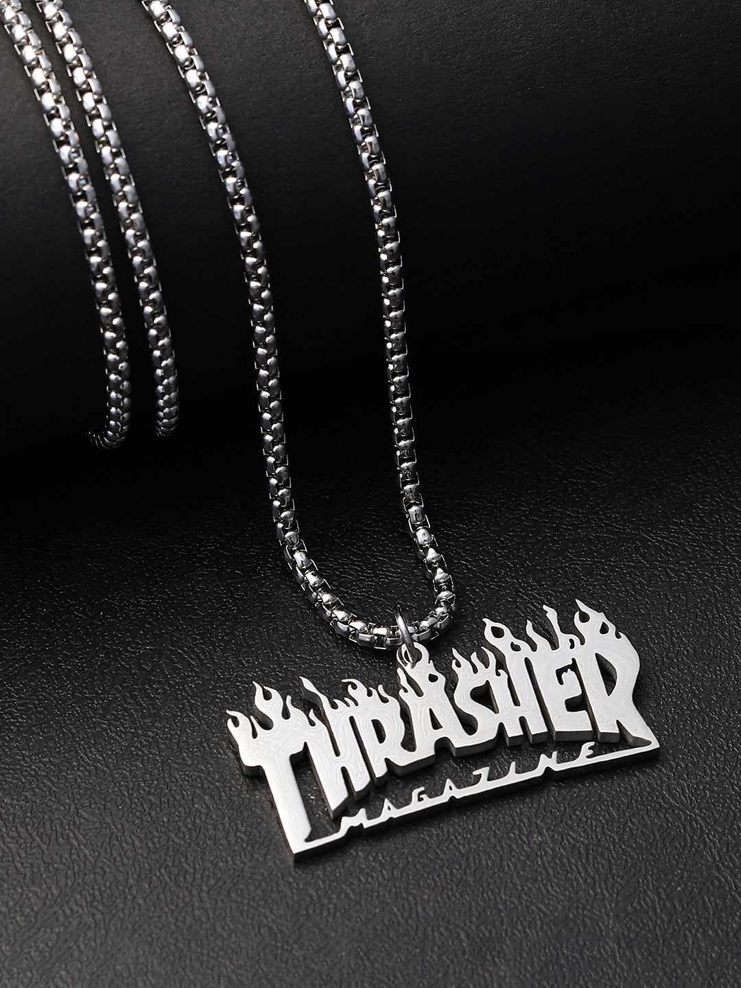 The Trasher Pendant Necklace - Metallic Silver