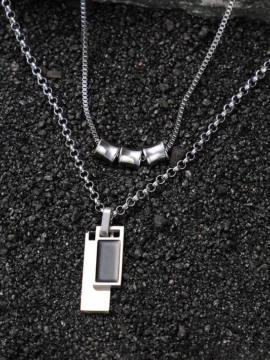 The Slab Pendant Necklace - Metallic Silver