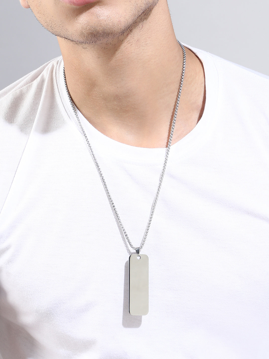 The Slate Pendant Necklace - Metallic Silver