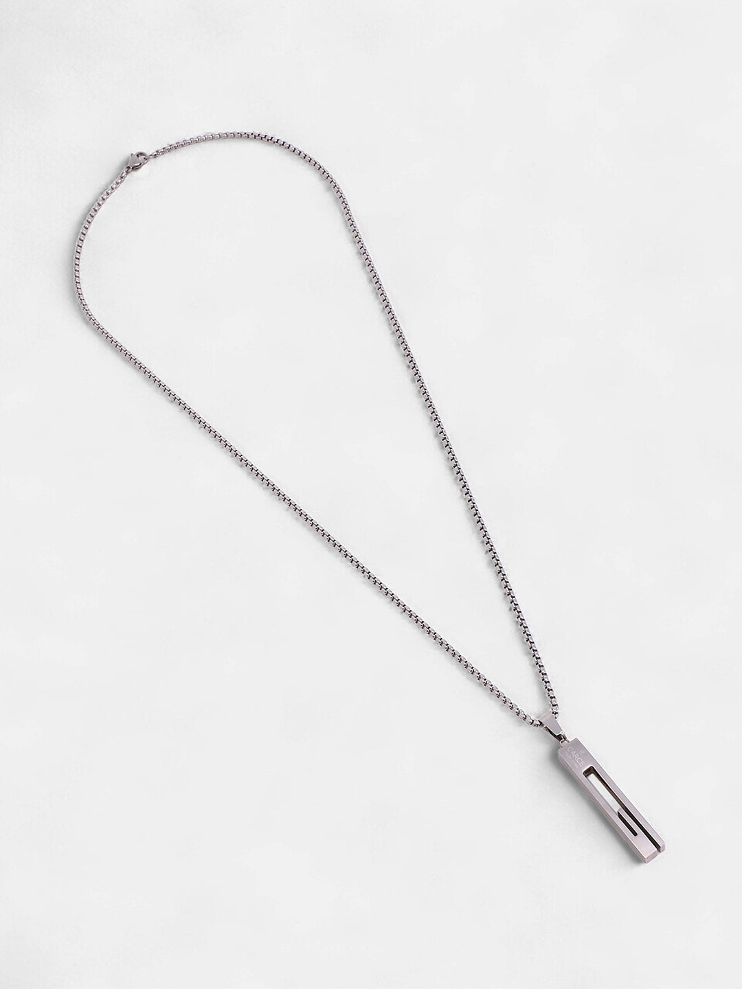 The Swirl-Monolith Pendant Necklace - Metallic Silver