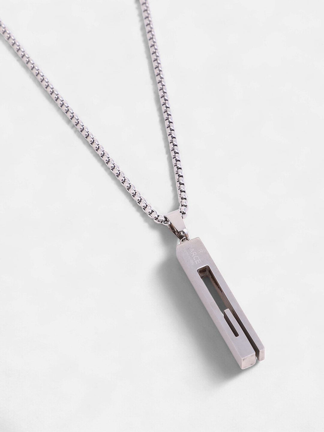 The Swirl-Monolith Pendant Necklace - Metallic Silver