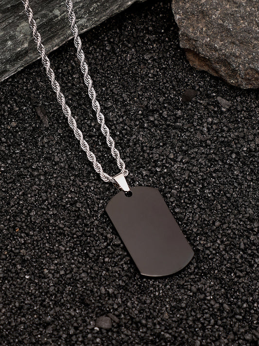 The Curve-Plate Pendant Necklace - Onyx Black
