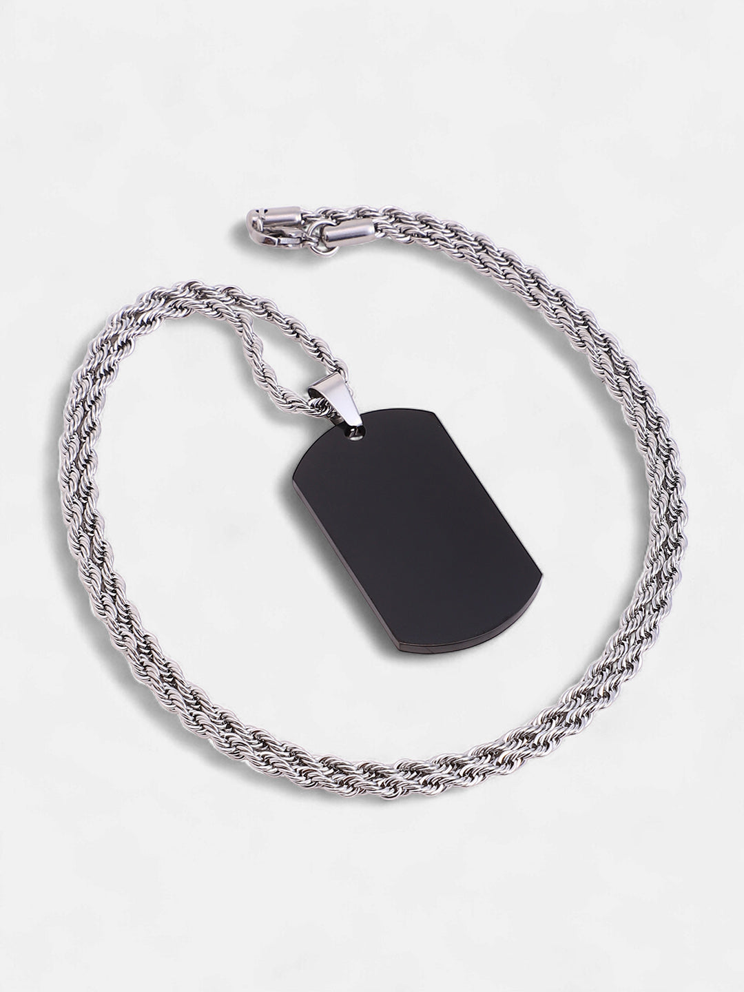 The Curve-Plate Pendant Necklace - Onyx Black