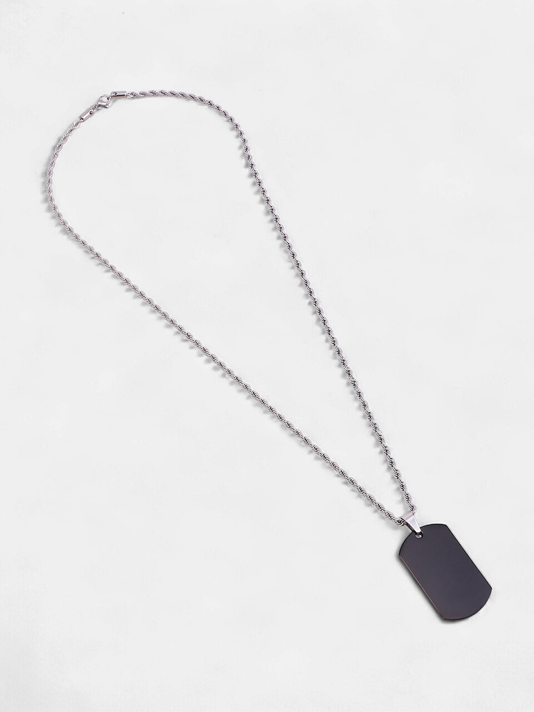 The Curve-Plate Pendant Necklace - Onyx Black