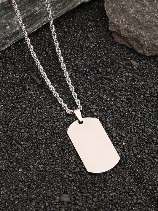 The Curve-Plate Pendant Necklace - Metallic Silver