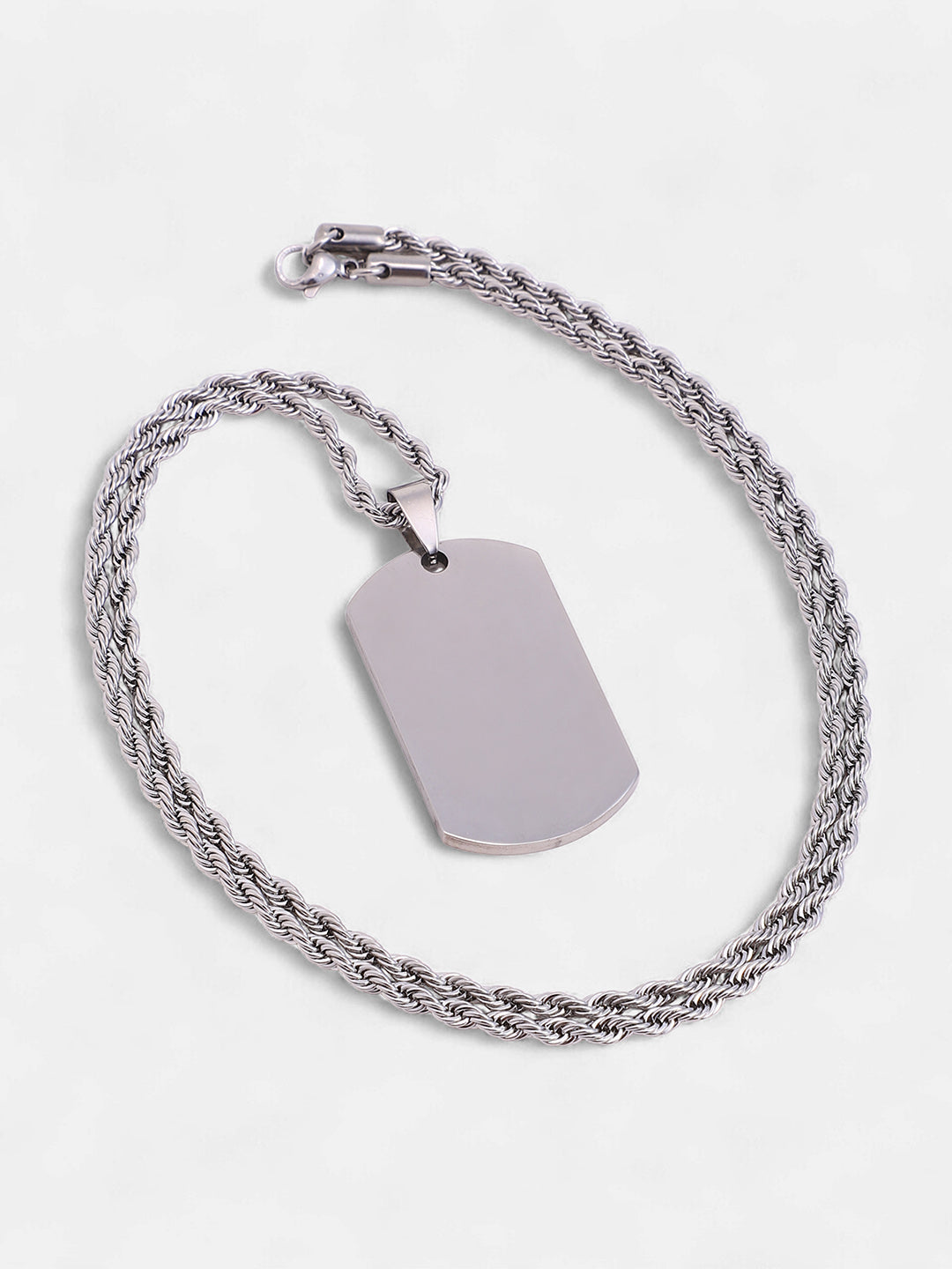The Curve-Plate Pendant Necklace - Metallic Silver