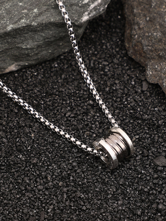 The Spool Pendant Necklace - Metallic Silver