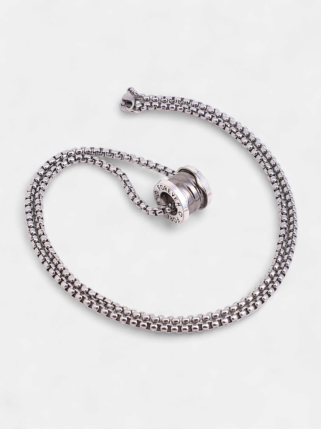 The Spool Pendant Necklace - Metallic Silver