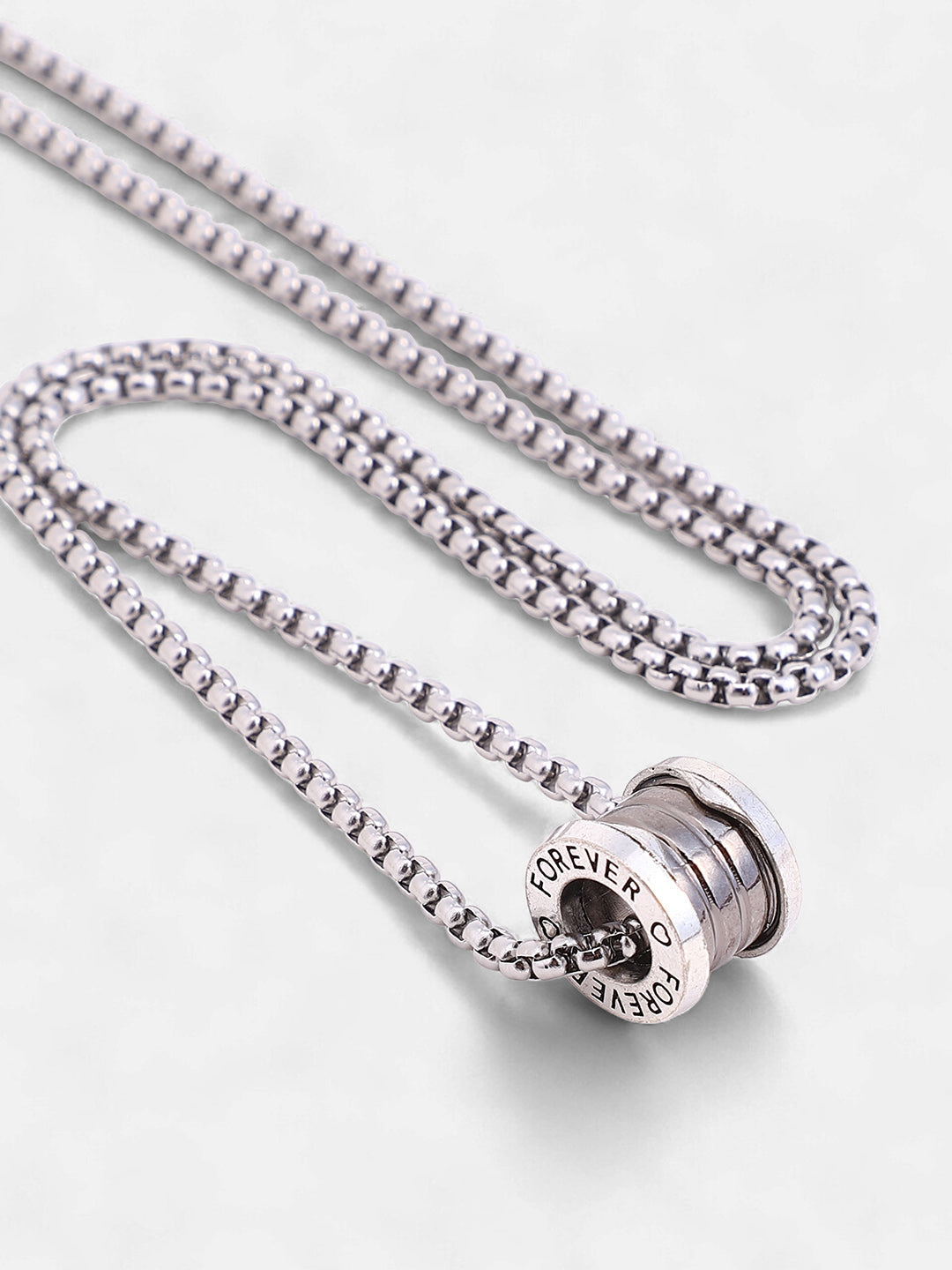 The Spool Pendant Necklace - Metallic Silver